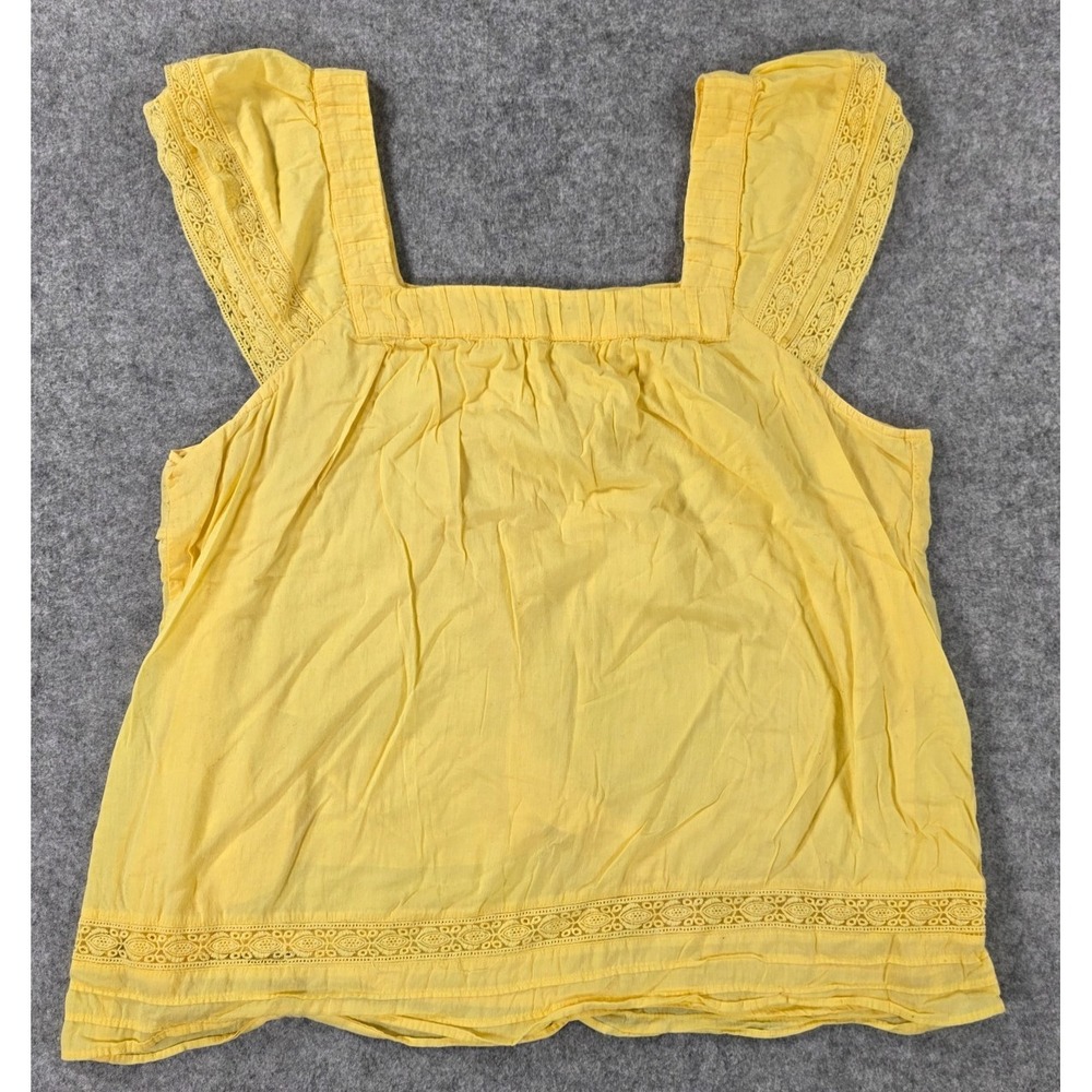 Old Navy Lace Trim Golden Aura Yellow Top L Cottagecore Boho Hippie 2008 y2k